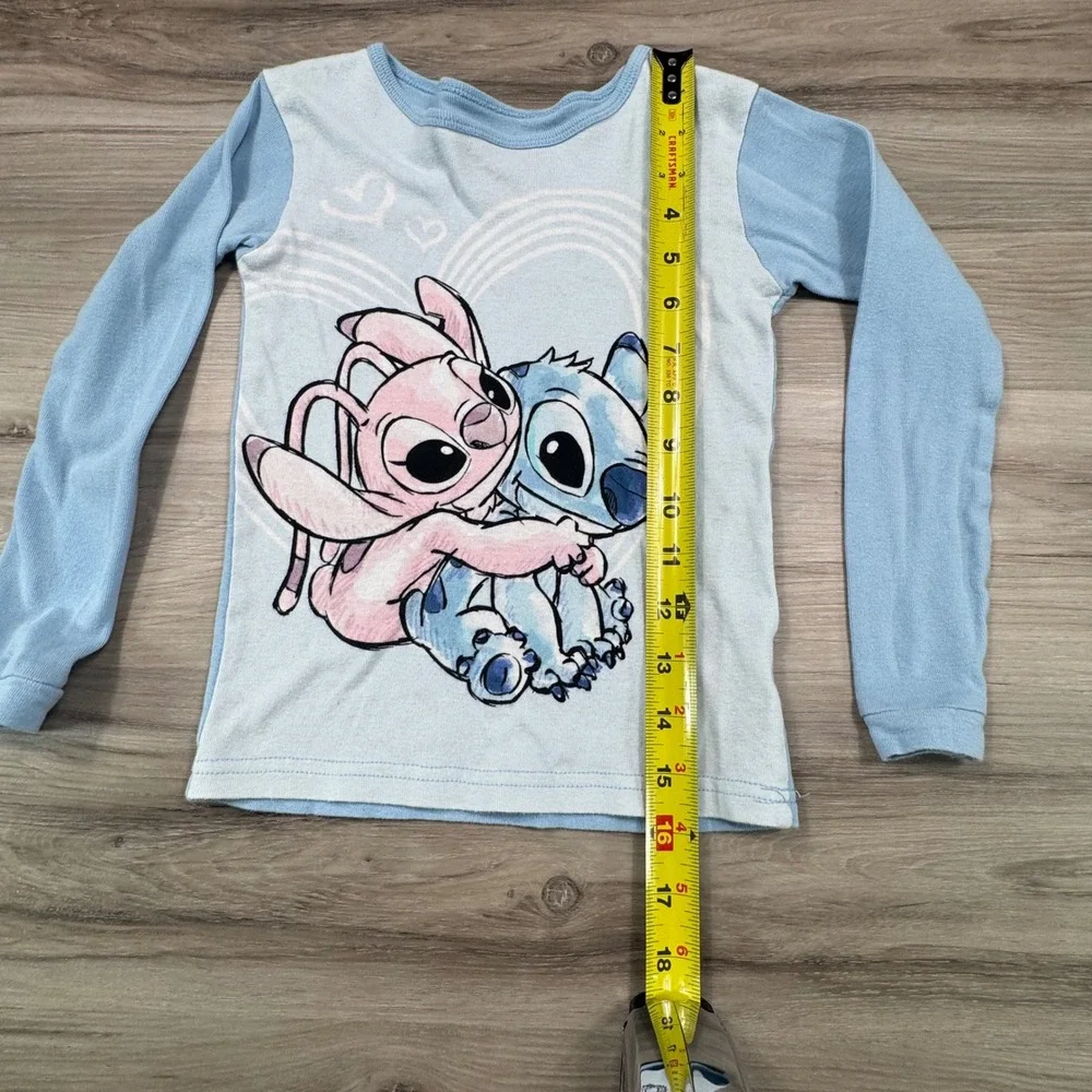 Disney Stitch and Angel‎ Blue Cotton Long Sleeve Pajama Set Girls Size 8
